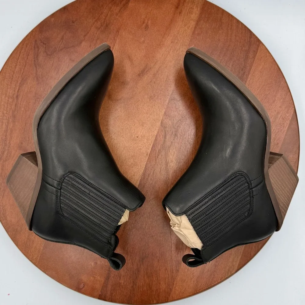 Patina Portland Leather Dakota Chelsea Ankle Boots Black Leather‎ Western W 6.5